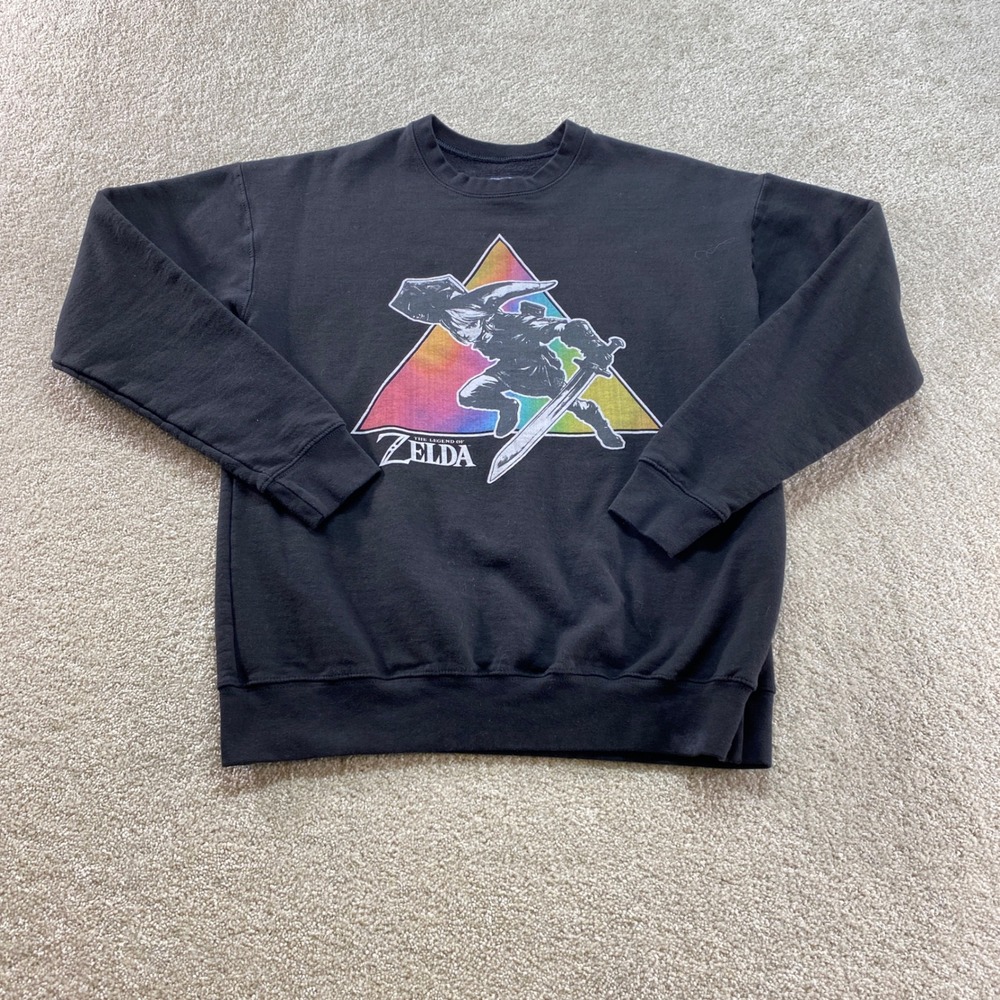 Nintendo Zelda Sweatshirt Youth Boys XL Black Rainbow Triforce‎ Link Pullover